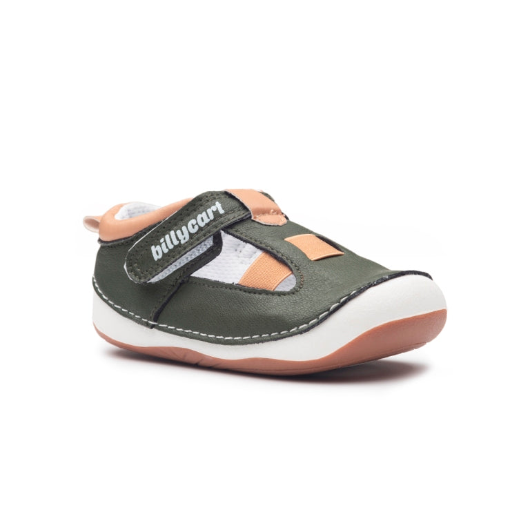 Billycart Forrest Kids Wide-Fit First Walker Sandals - Green/Tan (Baby & Toddler Shoes)