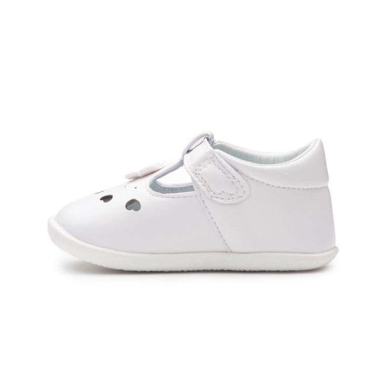Billycart Lily Girls Barefoot First Walker T-Bar Sandals - White (Baby Mary Jane Shoes)