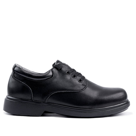 Sfida Class Senior Kids Leather Lace Up School Shoes - Black (Boys/Girls) - BLACK
