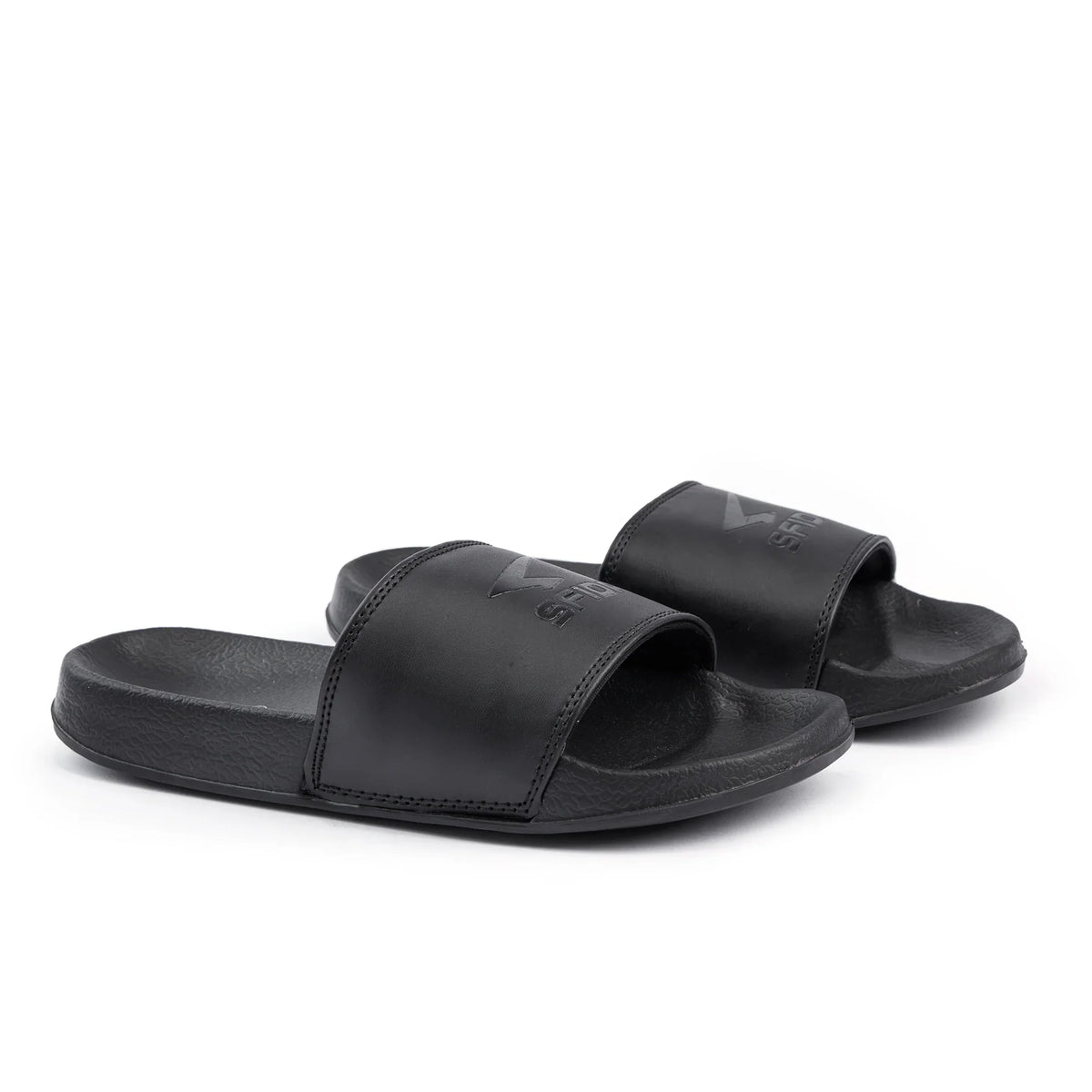 Sfida Laze Boys Slides - Black/Black (Kids Slip On Sandals)