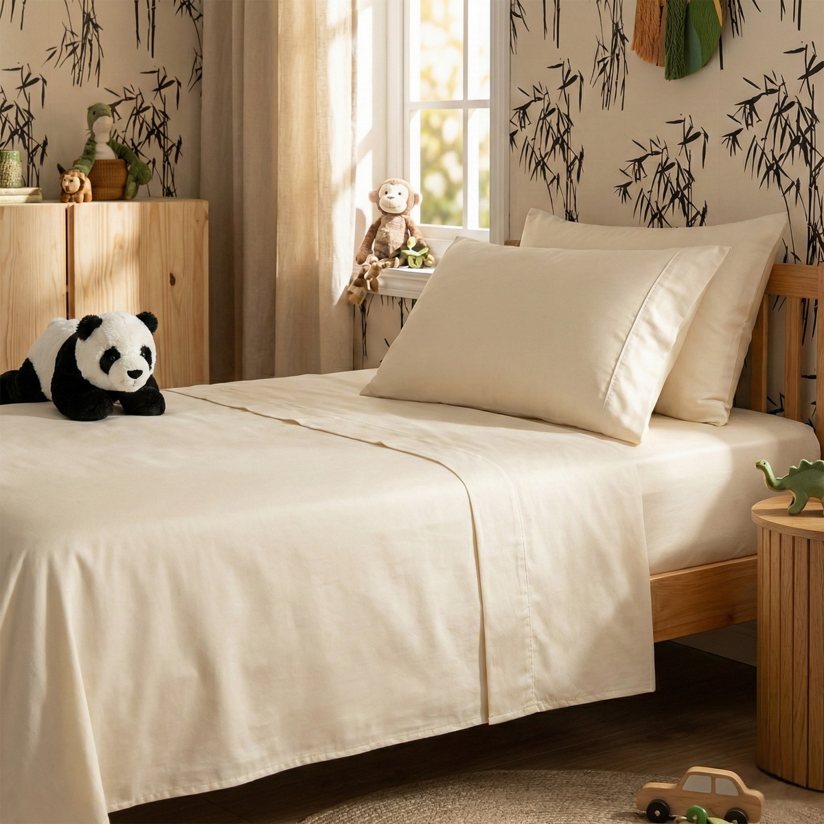 Park Avenue 500TC Natural Bamboo Cotton Bed Sheet Set - Dove (Anti-Wrinkle Satin Finish)