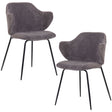 Set of 2 Corduroy Dining Chairs - Dark Grey