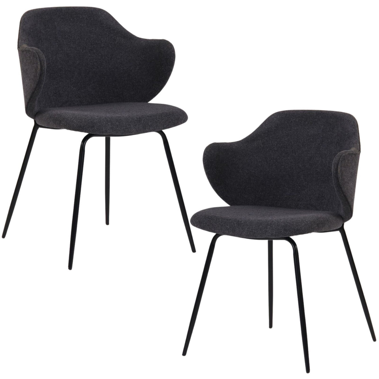 Set of 2 Corduroy Dining Chairs - Graphite
