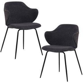 Set of 2 Corduroy Dining Chairs - Graphite