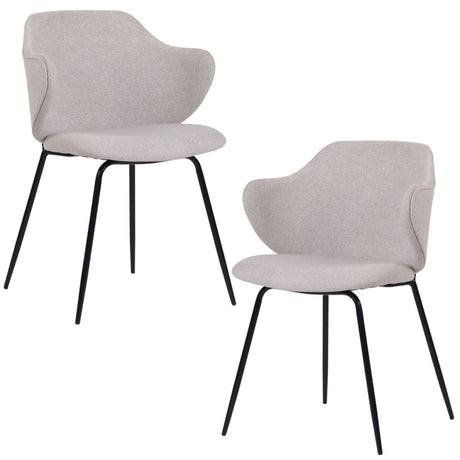 Set of 2 Corduroy Dining Chairs - Ivory Beige