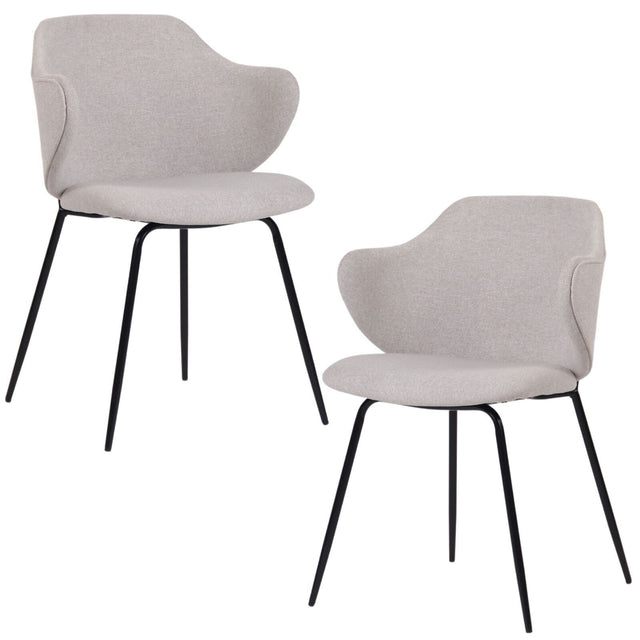 Set of 2 Corduroy Dining Chairs - Ivory Beige