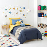 Park Avenue European Vintage Washed Cotton Quilt Cover Set - Blue