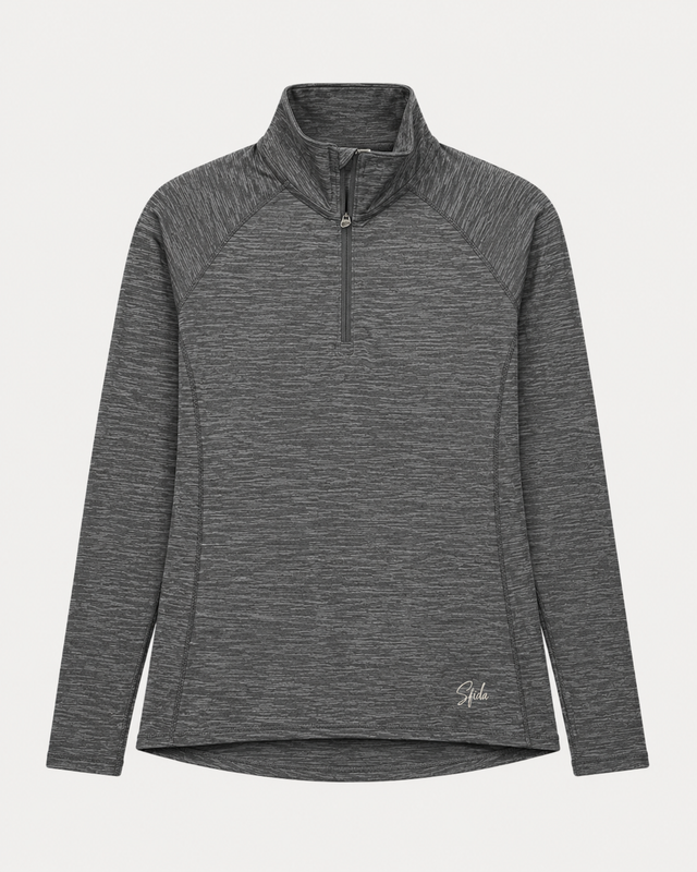 Sfida Gisele Womens Long Sleeve 1/4 Zip Top - Grey (Activewear)