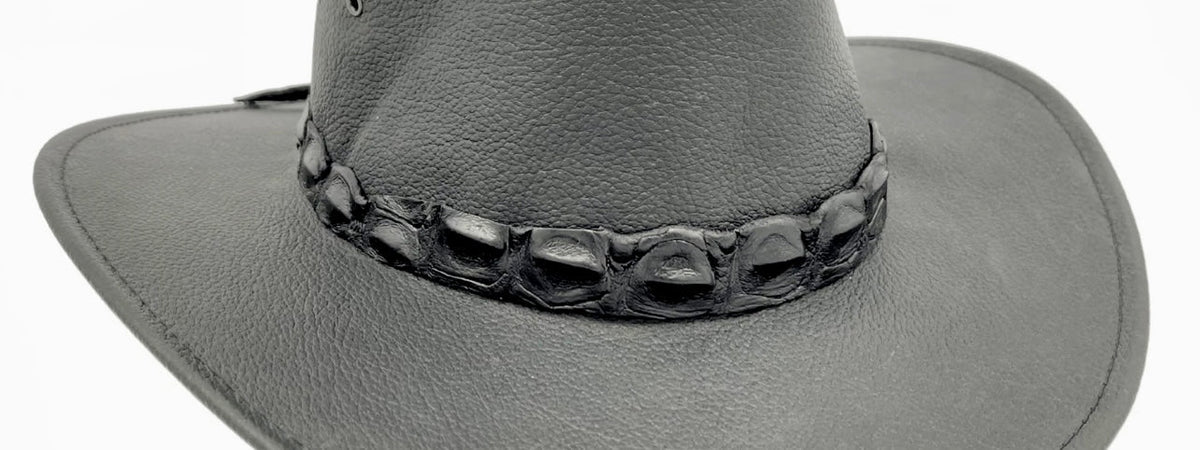 Jacaru 6564 Crocodile Leather Hatband - Replacement Band (Adjustable 75-80cm Made in Australia)