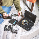 Crosley Cruiser Portable Retro CD Player with Stereo Bluetooth Speakers, FM Radio - Black