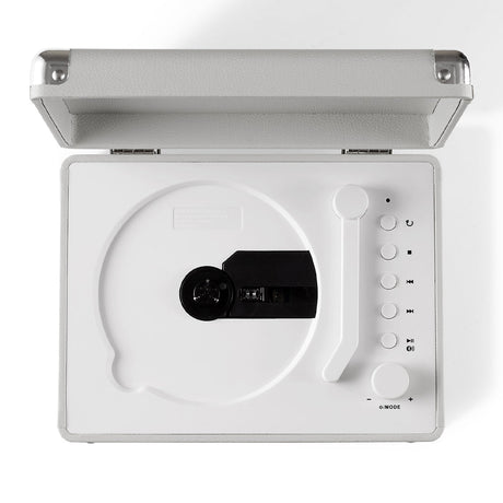 Crosley Cruiser Portable Retro CD Player with Stereo Bluetooth Speakers, FM Radio - White Sands