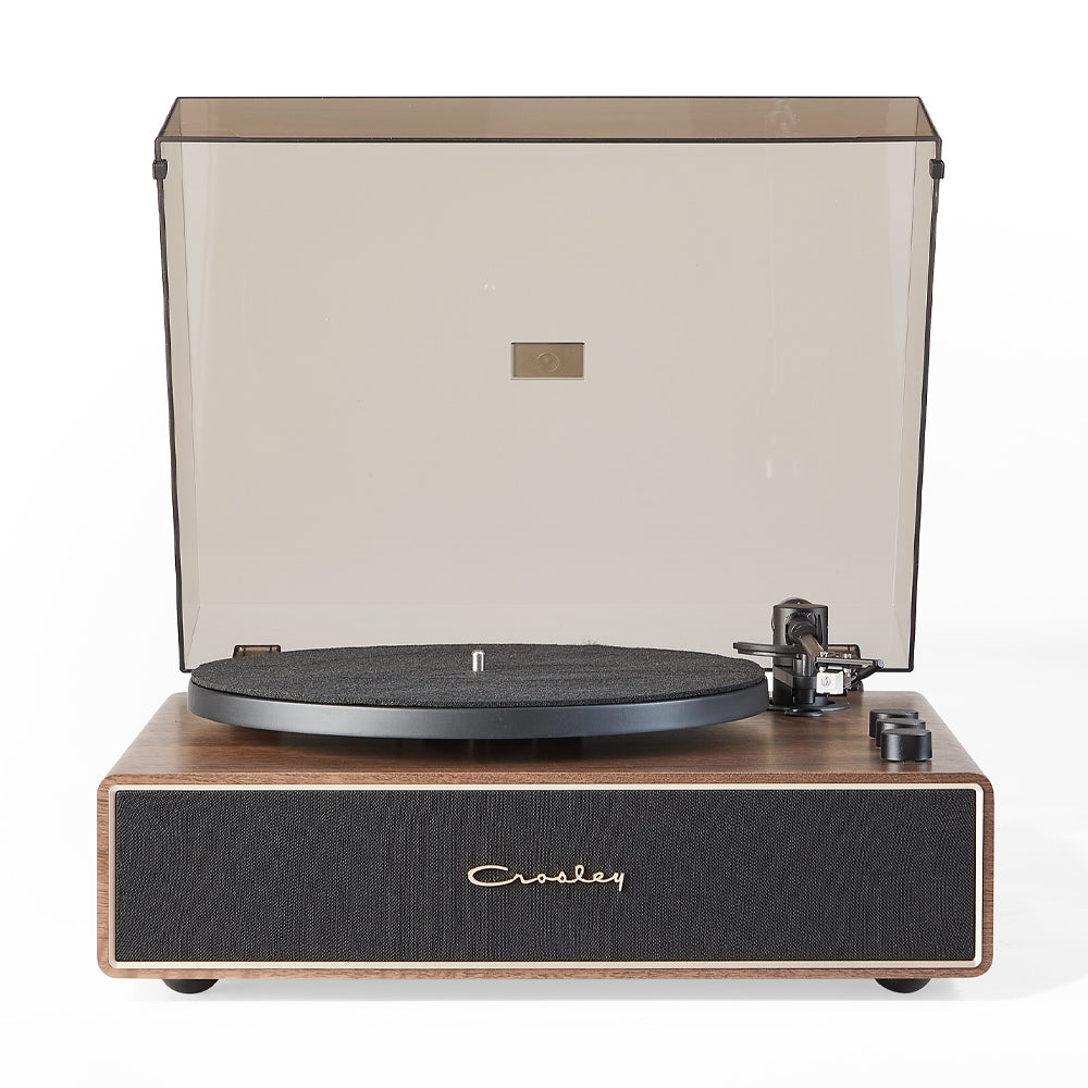 Crosley Stave 2-Speed Bluetooth Record Player Turntable with Built-in Speakers, Walnut