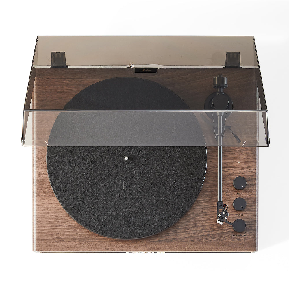 Crosley Stave 2-Speed Bluetooth Record Player Turntable with Built-in Speakers, Walnut