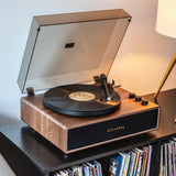 Crosley Stave 2-Speed Bluetooth Record Player Turntable with Built-in Speakers, Walnut