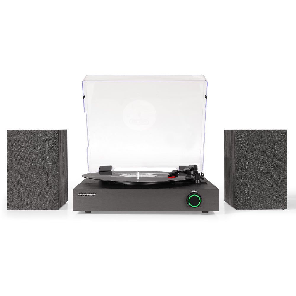Crosley Zane 3-Speed Bluetooth Record Player Turntable with Matching Stereo Speakers - Black