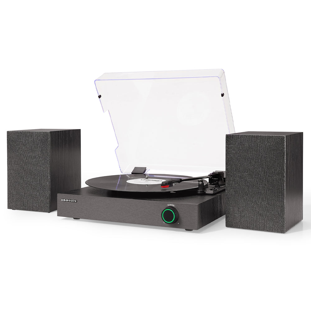 Crosley Zane 3-Speed Bluetooth Record Player Turntable with Matching Stereo Speakers - Black