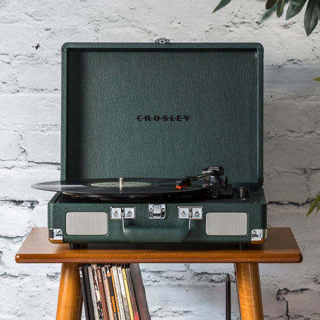 Crosley Cruiser Bluetooth Portable Turntable - Emerald Green + Bundled Crosley Record Storage Crate