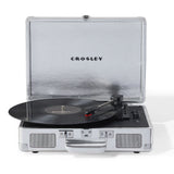 Crosley Cruiser Bluetooth Portable Turntable - Silver + Gadhouse Vinyl Rack Bundle - Black