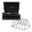 Crosley Voyager Bluetooth Portable Turntable - Black + Gadhouse Vinyl Rack Bundle - Black