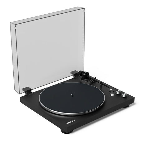 Kanto OBI3 Turntable - Matte Black with Kanto ORA 100W Powered Speakers