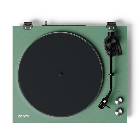 Kanto OBI3 Turntable - Matte Green with Kanto ORA 100W Powered Speakers