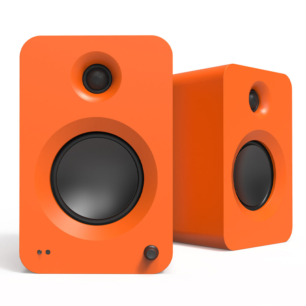 Kanto REN 200W Powered Bookshelf Speakers with HDMI ARC, USB-C, and Bluetooth 5.3 - Matte Orange, Pair