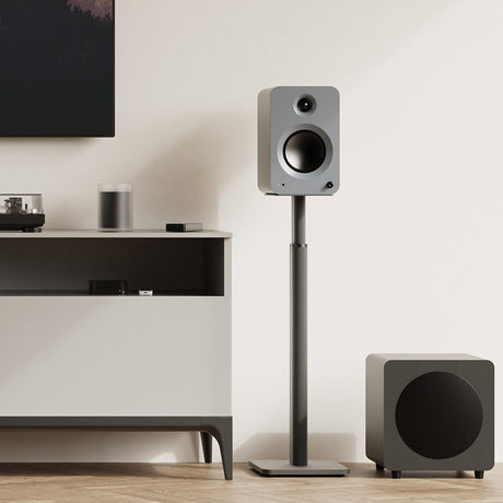 Kanto SPH Universal Height Adjustable Bookshelf Speaker Stands - Black, Pair
