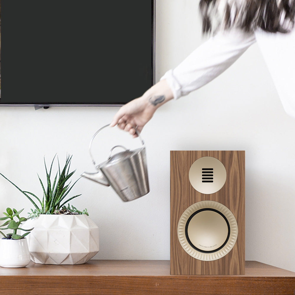 Kanto TUK (2nd Gen) Passive Speaker System with AMT Tweeter & 5.25" Concave Aluminium Woofer - Matte Walnut with Rose Gold