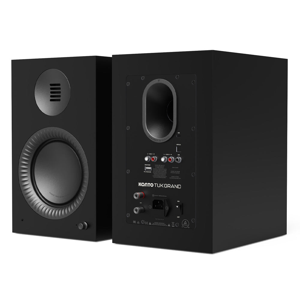 Kanto TUK (2nd Gen) Grand 320W Powered Speaker System with Bluetooth 5.4, Dual RCA & USB-C Inputs - Matte Black with Gunmetal