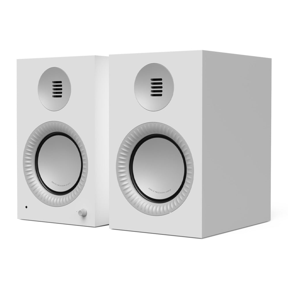 Kanto TUK (2nd Gen) Grand 320W Powered Speaker System with Bluetooth 5.4, Dual RCA & USB-C Inputs - Matte White with Aluminium