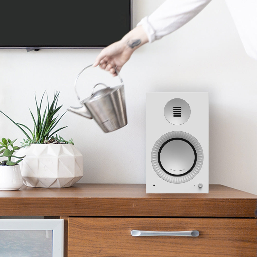 Kanto TUK (2nd Gen) Grand 320W Powered Speaker System with Bluetooth 5.4, Dual RCA & USB-C Inputs - Matte White with Aluminium