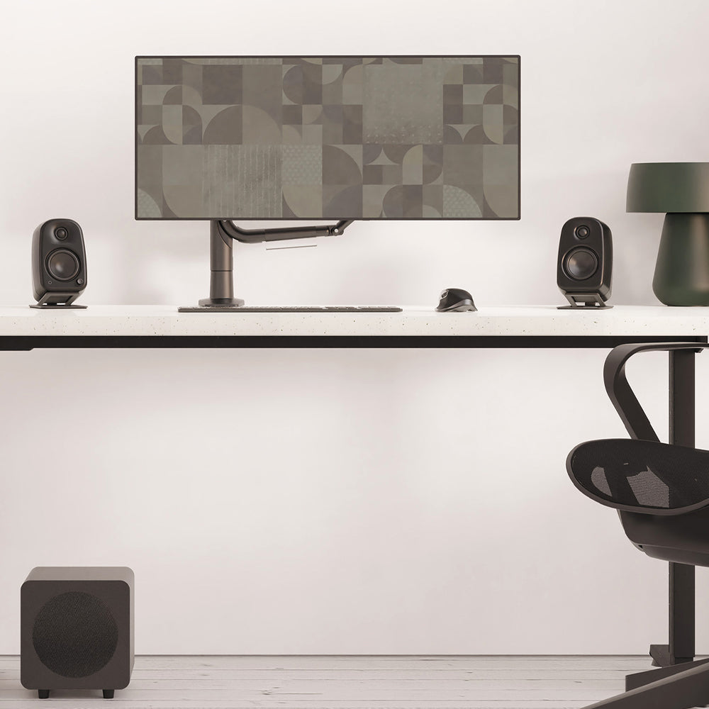 Kanto UKI 100W Desktop Speakers - Chalk (Matte White), Pair (with Bluetooth, USB-C, Headphone out)