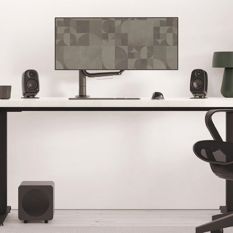 Kanto UKI 100W Desktop Speakers - Pumice (Speckled Brown), Pair (with Bluetooth, USB-C, Headphone out)