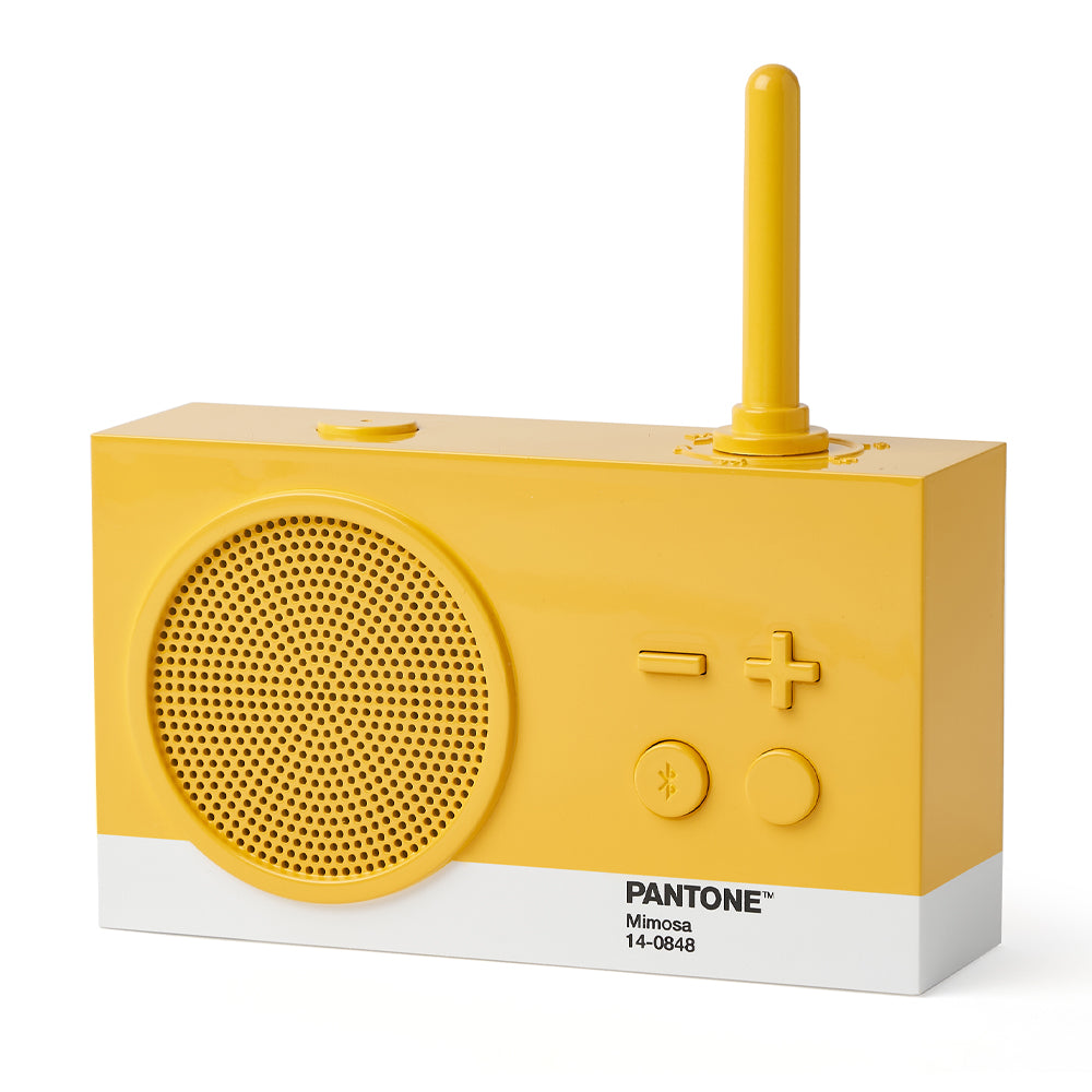 Lexon GIFT Set PANTONE - Yellow - Includes Mino+ Mini Speaker, Flip Classic Clock, Mina M Lamp, Thykho 3  Speaker