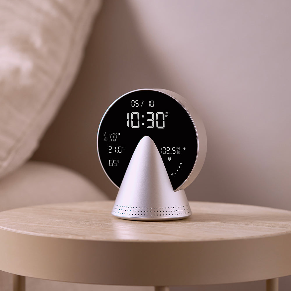 Lexon Conic Radio Alarm Clock - Alu Polish (With Fm & Built-In Bluetooth Speaker)