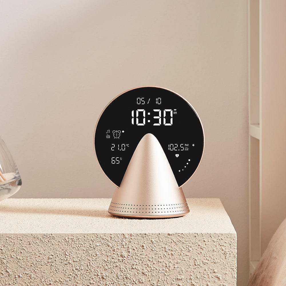 Lexon Conic Radio Alarm Clock - Gold (With Fm & Built-In Bluetooth Speaker)