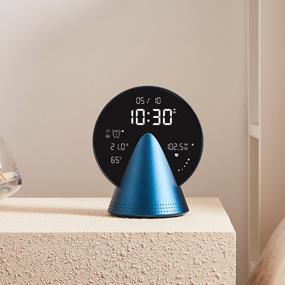 Lexon Conic Radio Alarm Clock - Blue (With Fm & Built-In Bluetooth Speaker)