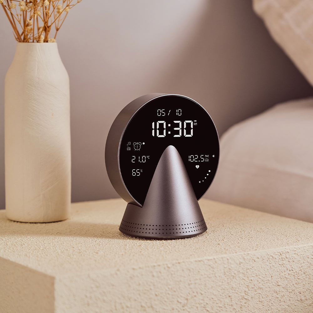 Lexon Conic Radio Alarm Clock - Grey (With Fm & Built-In Bluetooth Speaker)