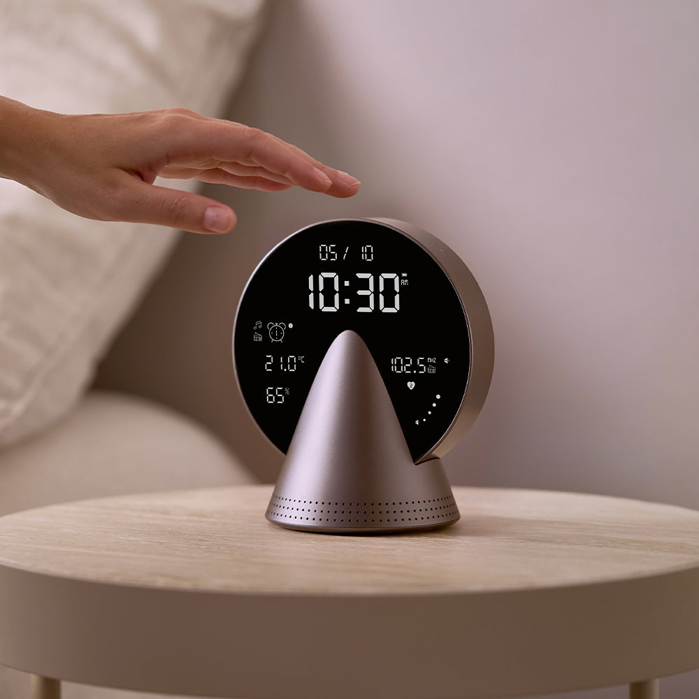 Lexon Conic Radio Alarm Clock - Grey (With Fm & Built-In Bluetooth Speaker)