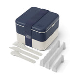Monbento Flex 2 Compartment Lunch Box with Cutlery - Blue Natural
