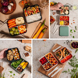 Monbento Flex 2 Compartment Lunch Box with Cutlery - Blue Natural