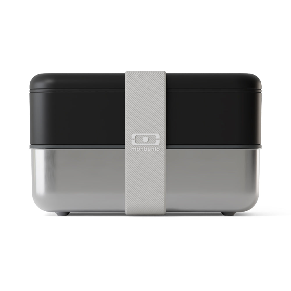 Monbento Mb Sense Original Two-Tier Metal Bento Box - Black Onyx