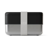 Monbento Mb Sense Original Two-Tier Metal Bento Box - Black Onyx