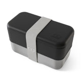 Monbento Mb Sense Original Two-Tier Metal Bento Box - Black Onyx