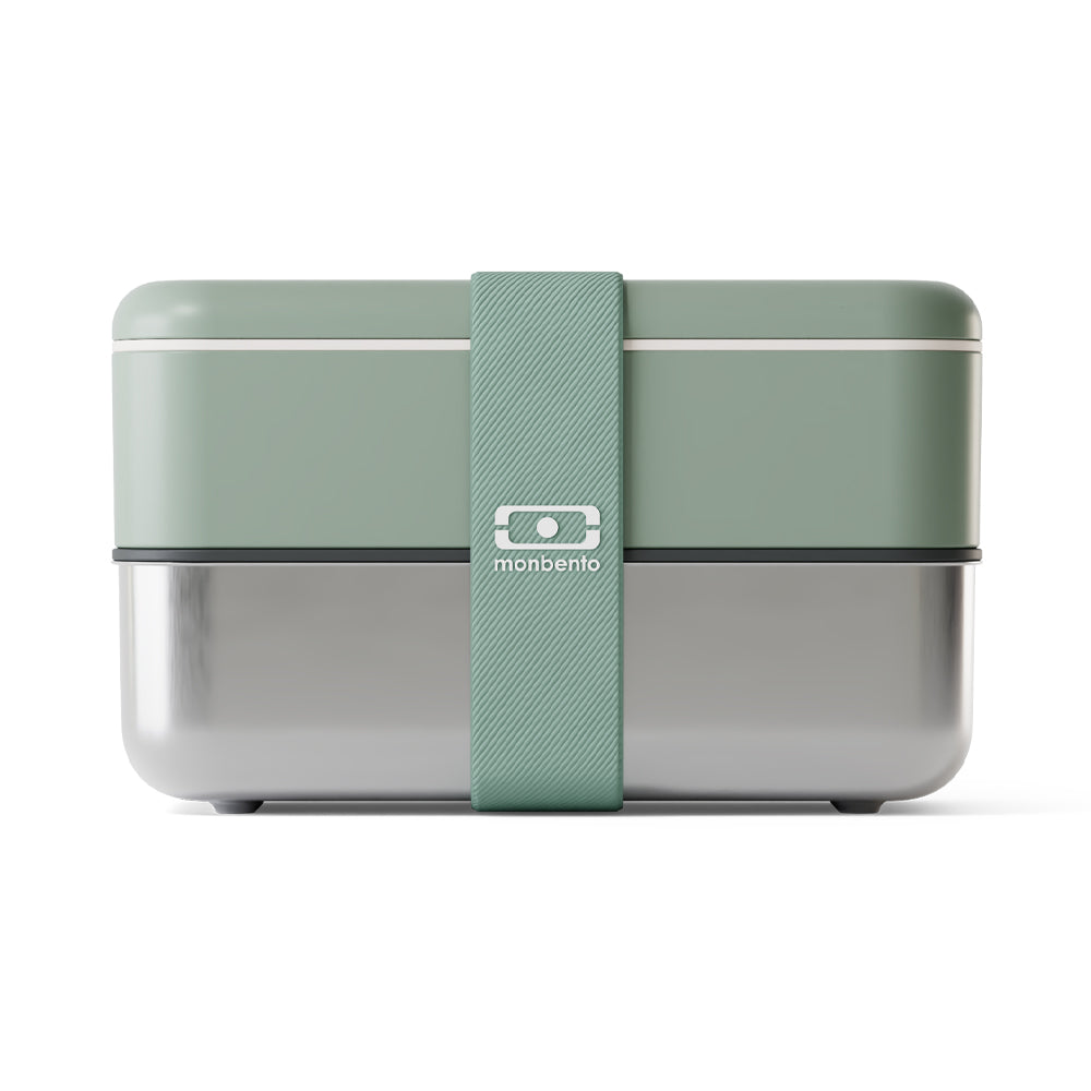 Monbento Mb Sense Original Two-Tier Metal Bento Box - Green Natural