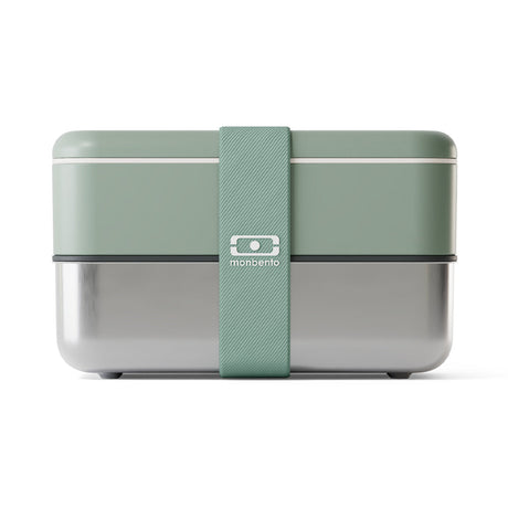 Monbento Mb Sense Original Two-Tier Metal Bento Box - Green Natural
