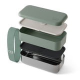 Monbento Mb Sense Original Two-Tier Metal Bento Box - Green Natural