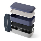 Monbento Mb Sense Original Two-Tier Metal Bento Box - Blue Natural