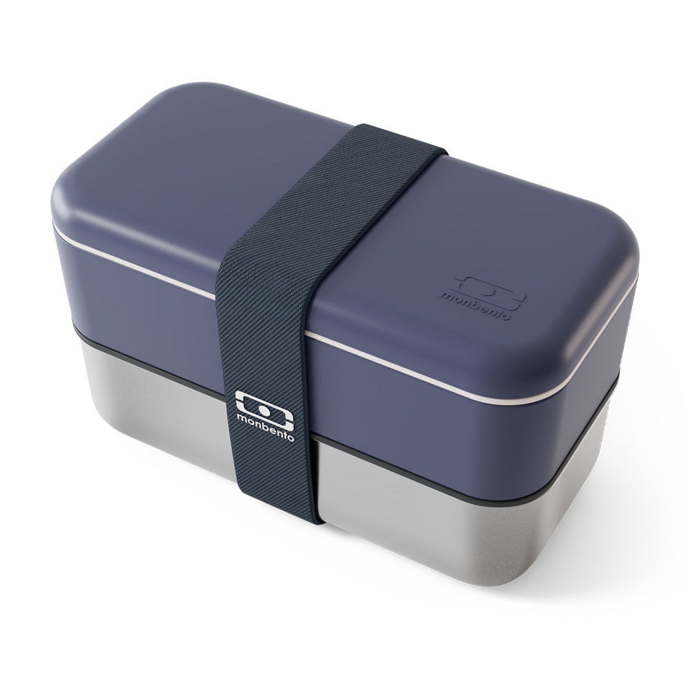 Monbento Mb Sense Original Two-Tier Metal Bento Box - Blue Natural