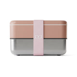 Monbento Mb Sense Original Two-Tier Metal Bento Box - Pink Moka